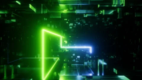Looping 3d animation, abstract futuristic background, geometric shapes 動画素材 219925294