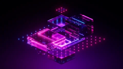 Looping 3d animation. Abstract geometric shapes, floating glass blocks Stock Footage 284373714