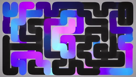 Looping 3D animation. Abstract geometric background of neon lights Stock Footage 308303796