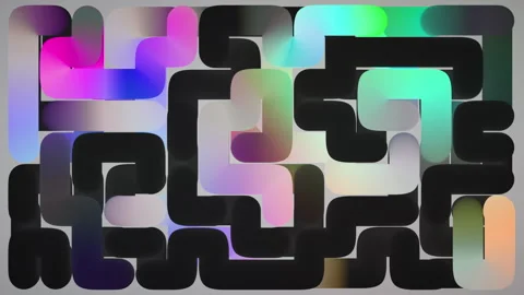 Looping 3D animation. Abstract geometric background of multicolored neon lights Stock Footage 311454435