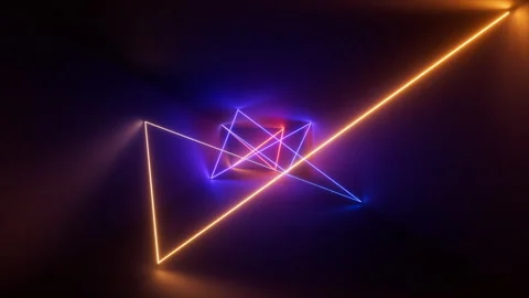 Looping 3d animation, Abstract geometric neon background. Stock Footage 323305017