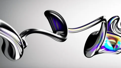 Looping 3d animation, abstract iridescent liquid metal shape morphing Stock Footage 325793900
