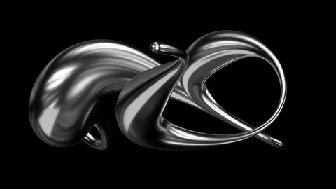 Looping 3d animation, abstract liquid chrome metal shape morphing Video stock 317514654