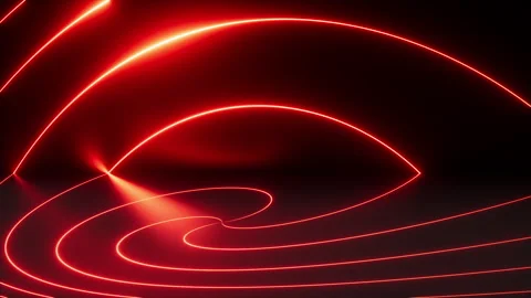 Looping 3d animation. Abstract minimalist background. Twisted red neon line. Video stock 307382017