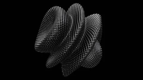 Looping 3D animation of the abstract morphing wireframe carbon fiber form Stock Footage 273813175
