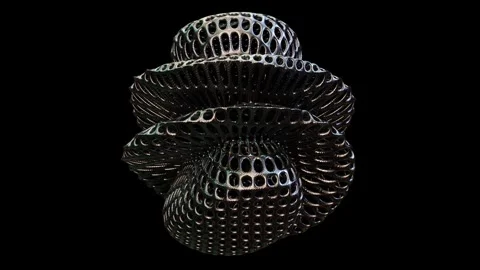 Looping 3D animation of the abstract morphing wireframe carbon fiber form Stock Footage 274657634