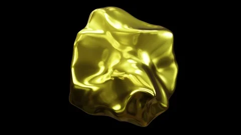 Looping 3D animation of the abstract morphing liquid gold form Stock Footage 274730489