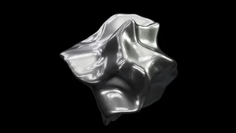 Looping 3D animation of the abstract morphing liquid aged silver metal Stock Footage 274836043