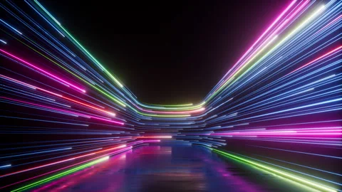 Looping 3d animation. Abstract neon background with colorful glowing lines Stock Footage 235536879