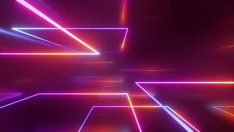 Looping 3d animation, abstract neon background, lines glowing in the dark Stock Footage 241407013