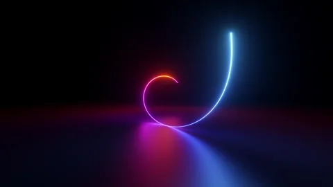 Looping 3d animation, abstract neon background with curly spiral line Stock Footage 241407381