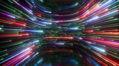 Looping 3d animation. Abstract neon background, red blue green glowing lines Stock Footage 276890522