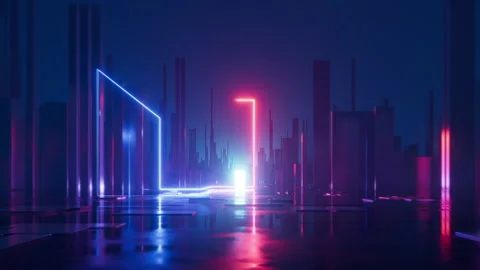 Looping 3d animation, abstract red blue glowing line Stock Footage 226952081