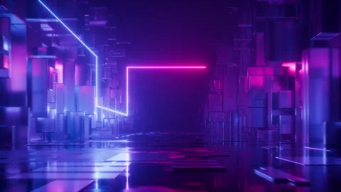 Looping 3d animation, abstract ultraviolet background with geometric shapes Stock Footage 207870986