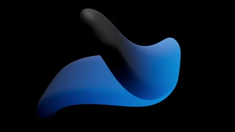 Looping 3D animation. Abstract volumetric blue morphing shape slides Video stock 307829197