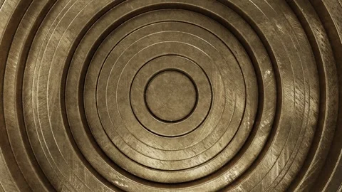 Looping 3D animation of the aged brass rings circular pattern Stock Footage 273811795