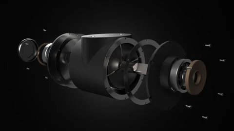 Looping 3D animation of air pneumatic vane motor working principles Stock Footage 313558721