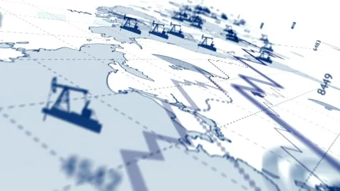 Looping 3D animation of a black oil barrel in UHD commodity trading infographic Vídeos de archivo 334031073