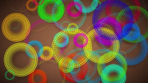Looping 3D animation with cartoon rings and zigzag patterns. Stock Footage 315527622