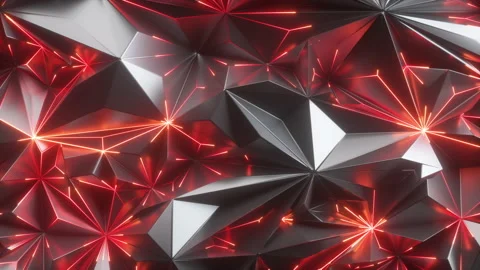 Looping 3d animation, crystallized background illuminated with red neon light Stock Footage 196010520