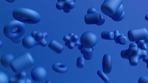 Looping 3d animation, cycled abstract background with assorted blue geometric Stock Footage 220798634