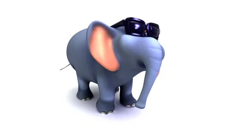 Looping 3d animation of an elephant dancing in sunglasses Stock Footage 64337895
