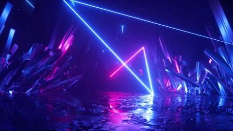 Looping 3d animation, endless geometric neon line Stock Footage 226948124