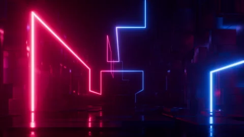 Looping 3D animation. Flight inside ultraviolet virtual space Video stock 308303948