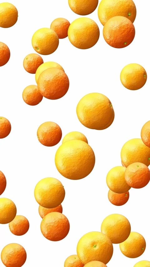 Looping 3D animation of the fresh oranges and mandarins falling from the top Stock Footage 274214532
