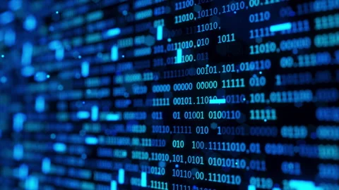 Looping 3D animation of futuristic binary code and data flow Stock Footage 338987850