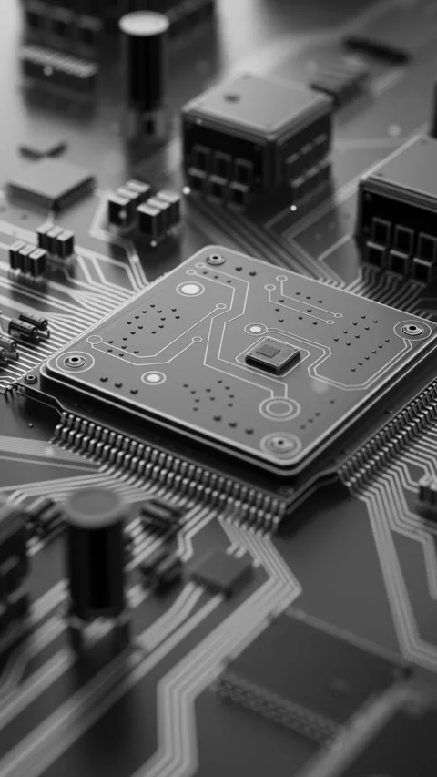 Looping 3D animation of a futuristic microchip. Video stock 335577572