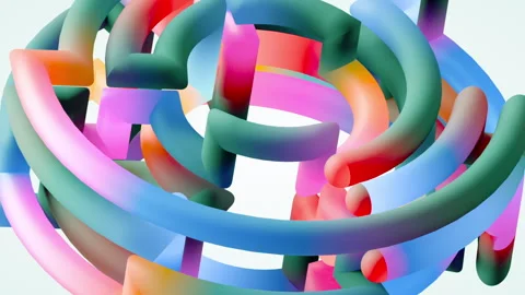 Looping 3d animation of geometric background. Volumetric round maze Video stock 307829269