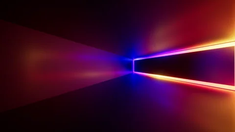 Looping 3D animation. Glowing neon rectangular frames appear Video stock 319404825