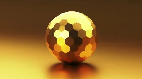 Looping 3d animation. Golden sphere geometric shape moving and rotating Video stock 293433483