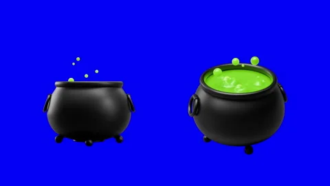Looping 3D animation of Halloween Witch pot.Green screen and alpha channel. Stock Footage 317719176