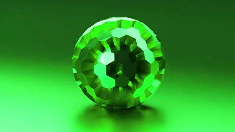 Looping 3d animation. Metal sphere geometric shape moving and rotating. Abstract Video stock 293604378