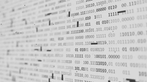 Looping 3D animation of monochrome binary numbers and data Stock Footage 338987797