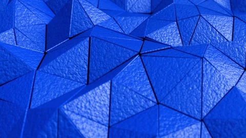 Looping 3D animation of the moving blue leather solid triangles pattern Stock Footage 274636345