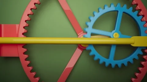 Looping 3D animation multi-colored plastic toy gears. 스톡 동영상 271665235