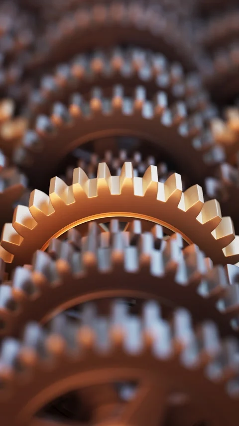 Looping 3D animation of rotating mechanical gears. Stock Footage 314838129