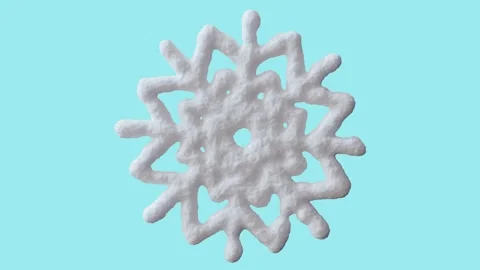 Looping 3D animation of rotating white snowflake on blue background Stock Footage 332617447
