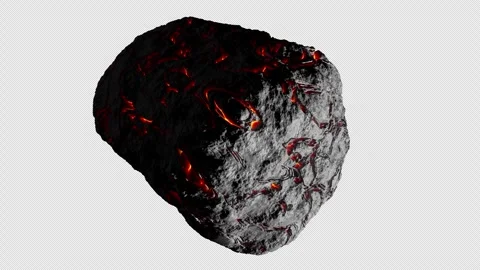 Looping 3D animation of a space alien asteroid rotation. Alpha Channel. Stock Footage 314043380