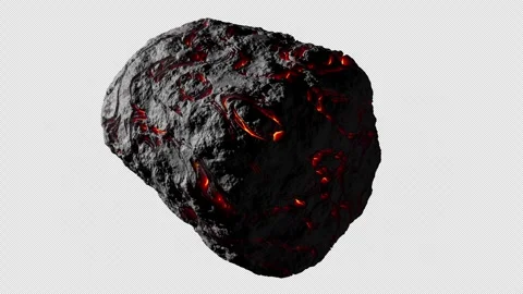 Looping 3D animation of a space alien asteroid rotation. Alpha Channel. Stock Footage 318347096