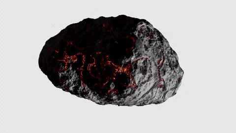 Looping 3D animation of a space alien asteroid rotation. Alpha Channel. Video stock 335579071
