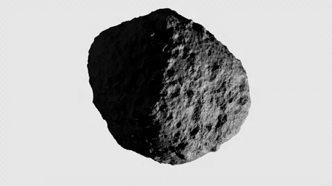 Looping 3D animation of a space asteroid rotation. File with Alpha Channel. Stock Footage 312575799