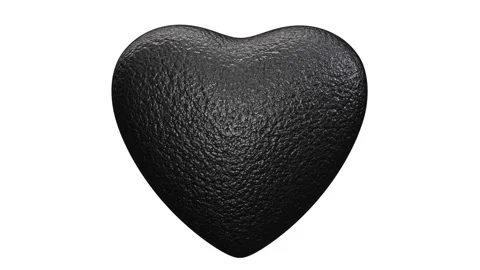 Looping 3D animation of the spinning black leather or eco-leather heart Video stock 274120925