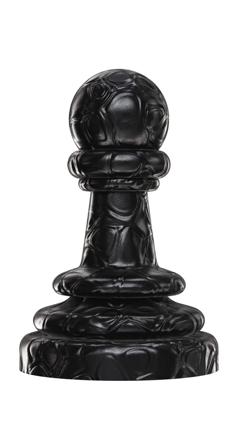 Looping 3D animation of the spinning black crocodile leather chess pawn Stock Footage 274556035