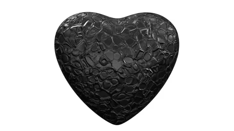 Looping 3D animation of the spinning black crocodile leather heart Stock Footage 274729891