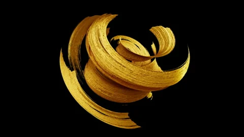 Looping 3d animation, spinning gold gouache brush stroke Vídeo Stock 306655342