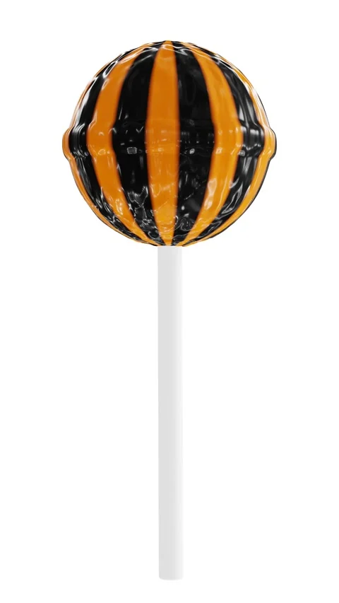 Looping 3D animation of the spinning striped orange and black Halloween lollipop 스톡 동영상 274731449